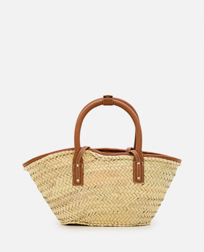 Shop Jacquemus Le Panier Soli Straw Basket Bag In Brown