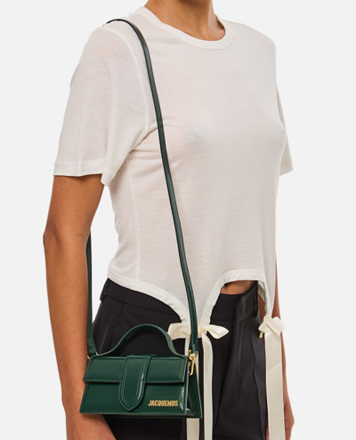Shop Jacquemus Le Bambino Leather Top Handle Bag In Green