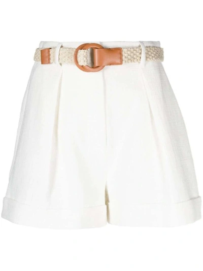 Shop Zimmermann August Belted Cotton Shorts In White
