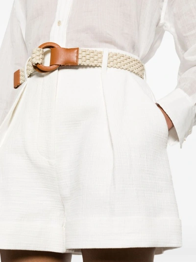 Shop Zimmermann August Belted Cotton Shorts In White