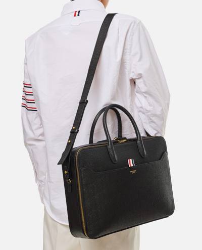 Shop Thom Browne Leather Business Bag In Black