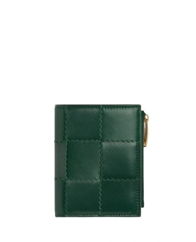 Shop Bottega Veneta Small Bi-fold Leather Wallet In Green