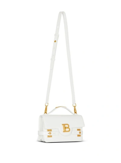 Shop Balmain B-buzz 24 Leather Tote Bag In White