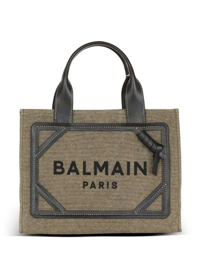 Shop Balmain Small B-army Logo Tote Bag In Grey