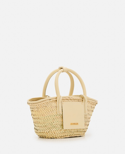 Shop Jacquemus Le Petit Panier Soli Straw Basket Bag In Neutrals