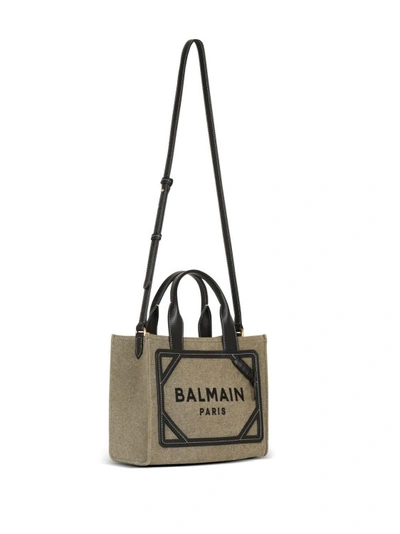 Shop Balmain Small B-army Logo Tote Bag In Grey