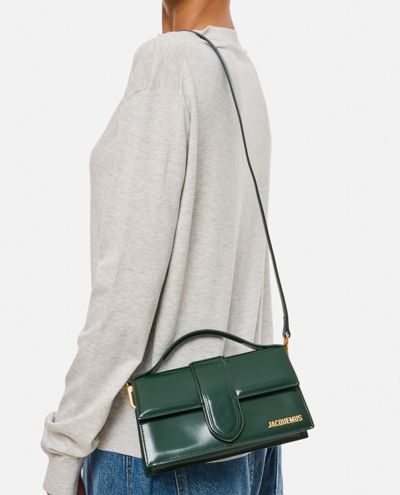 Shop Jacquemus Le Grand Bambino Leather Shoulder Bag In Green