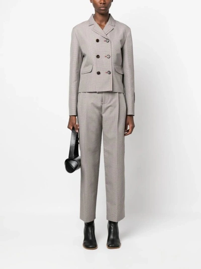 Shop Marni Houndstooth-pattern Double-breasted Blazer In Grey