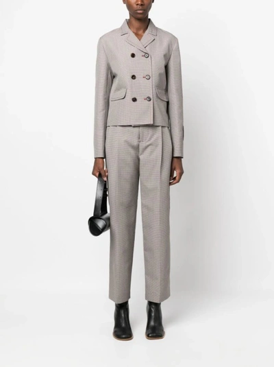 Marni Multicolor Houndstooth Wool Blend Single-breasted Blazer In Grey