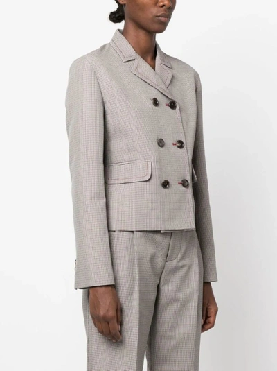 Shop Marni Houndstooth-pattern Double-breasted Blazer In Grey