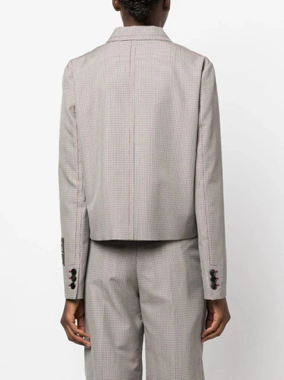 Shop Marni Houndstooth-pattern Double-breasted Blazer In Grey