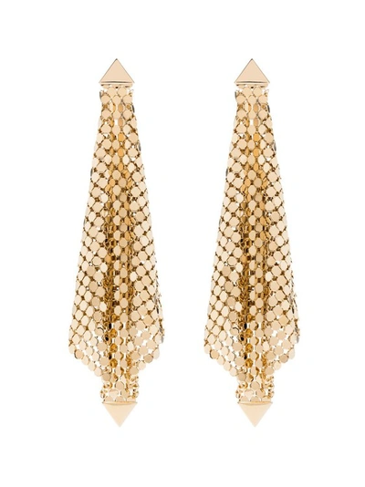 Shop Rabanne Gold Brass Gold-tone Chain Mesh Earrings