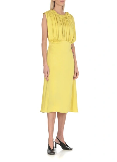 Shop Jil Sander Dress With Draping In Yellow