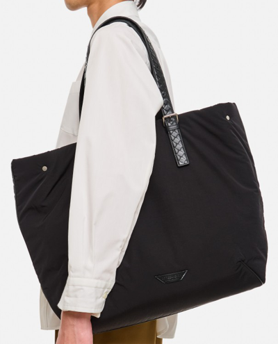 Shop Bottega Veneta Intreccio Nylon Tote Bag In Black