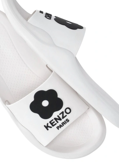 Shop Kenzo White Round Toe Slippers