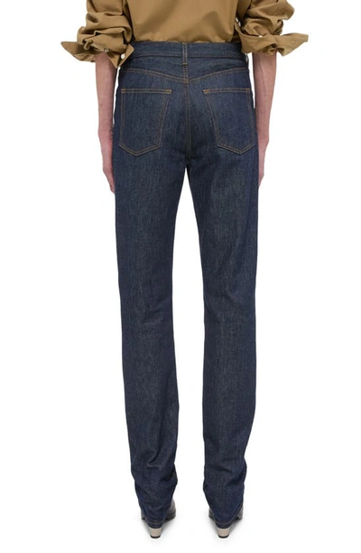 Shop Helmut Lang High Waist Slim Jeans In Raw Indigo