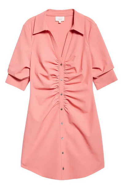 Shop Cinq À Sept Elina Gathered Shirtdress In Ardent Coral