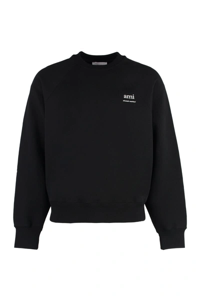 Shop Ami Alexandre Mattiussi Ami Paris Cotton Crew-neck Sweatshirt In Black
