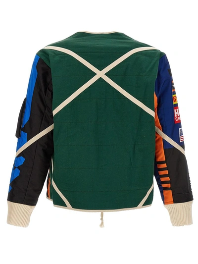 Shop Greg Lauren Bomber 'modern Racer Flight' In Multicolor