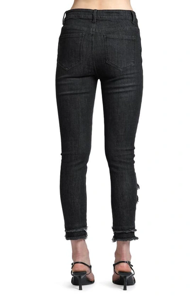 Shop Apny Liberty Asymmetric Fray Hem Skinny Jeans In Black