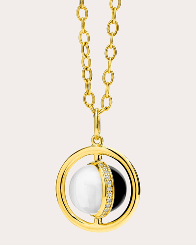 Shop Syna Jewels Women's Cosmic Black And White Swivel Pendant In Gold