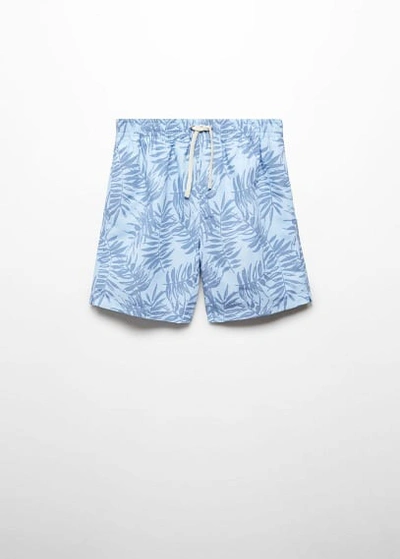 Shop Mango Teen Leaf-print Swimsuit Blue