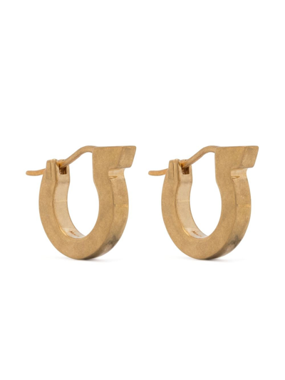 Shop Ferragamo Gold-tone Gancini Hoop Earrings