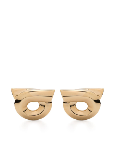 Shop Ferragamo Gold-tone Gancini Stud Earrings