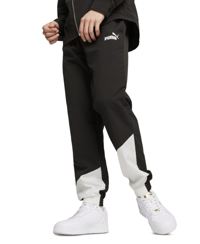 Shop Puma Men's Power Colorblocked Track Pants In  Black