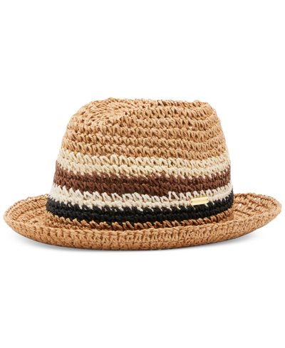 Shop Steve Madden Women's Ombre Striped Straw Fedora In Natural