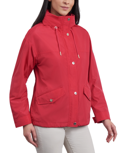 Shop Michael Kors Michael  Women's Cinched-waist Bomber Raincoat In Deep Pink