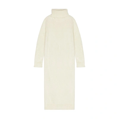 Shop Saint Laurent Extra Long Mohair Sweater In White