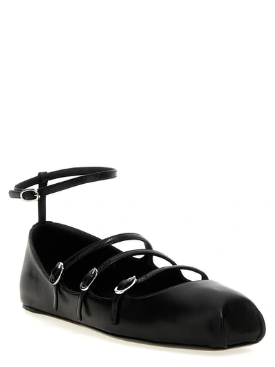 Shop Alexander Mcqueen Leather Strap Ballet Flats In Black