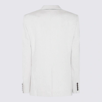 Shop Brunello Cucinelli White Cotton-linen Blend Blazer In Chalk