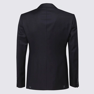 Shop Giorgio Armani Dark Blue Wool Suits