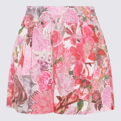 Shop Marni Multicolor Cotton Shorts In Pink Clematis