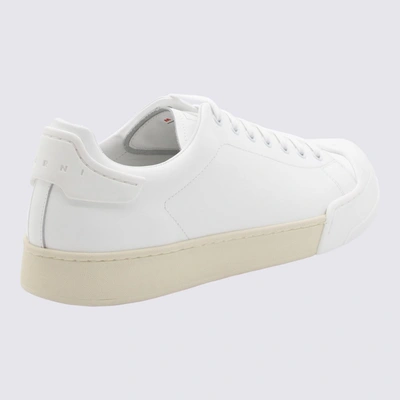 Shop Marni White Leather Sneakers In Lily White/lily White