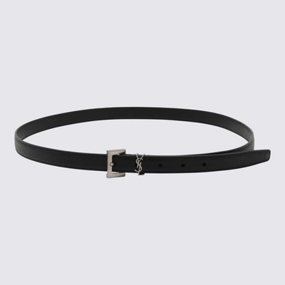 Shop Saint Laurent Black Leather Belt