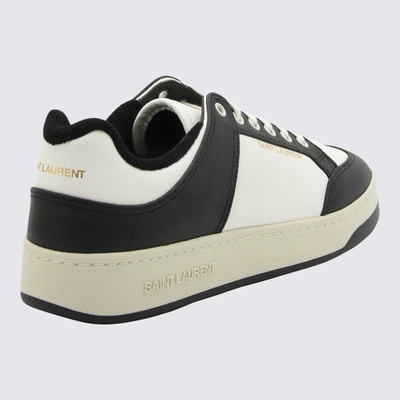 Shop Saint Laurent Black And White Leather Sneakers In Coffee White/nero/co