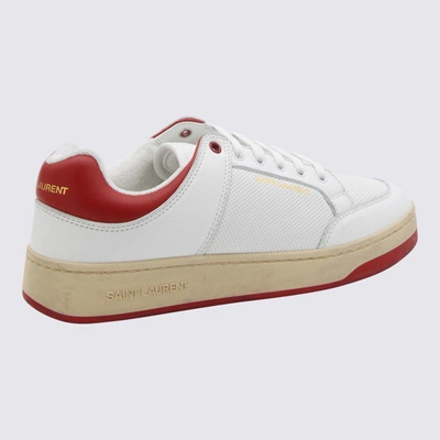Shop Saint Laurent White And Red Leather Sneakers In Bl Opt/bl Opt/bl Opt