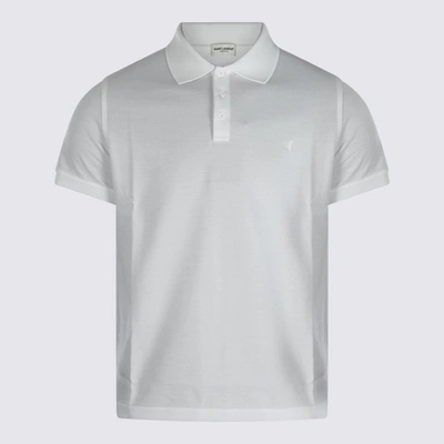 Shop Saint Laurent White Cotton Polo Shirt