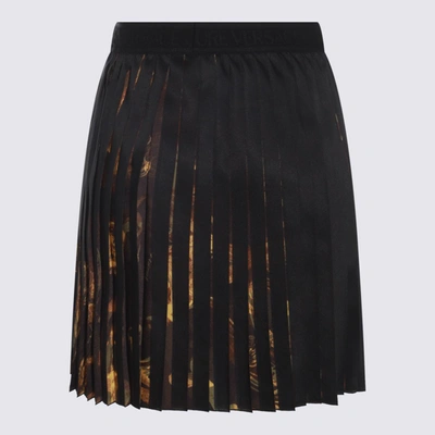 Versace Jeans Couture Watercolour Couture-print Pleated Miniskirt In Black