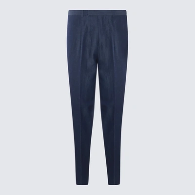 Shop Zegna Blue Cotton Pants