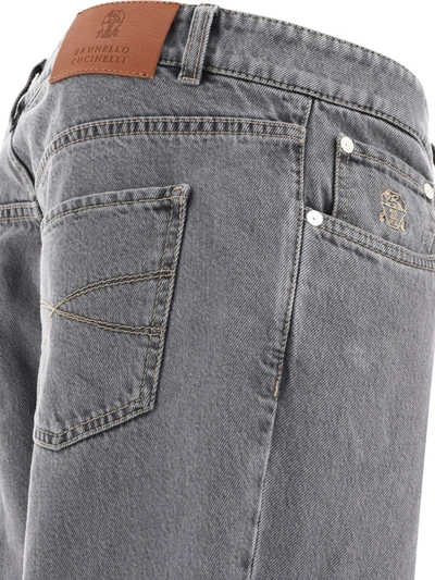 Shop Brunello Cucinelli Grayscale Denim Jeans