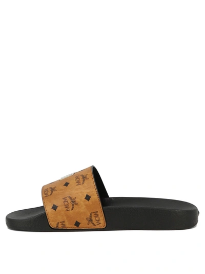 Shop Mcm Monogram Print Rubber Sandals