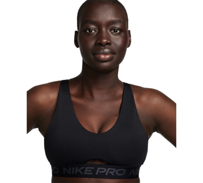 Shop Nike Women's Pro Indy Plunge Medium-support Padded Sports Bra In Black,anthracite,white