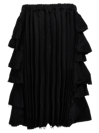 Shop Comme Des Garcons Black Flounces And Pleated Skirt Skirts Black