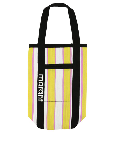 Shop Isabel Marant Logo Embroidered Striped Tote Bag In Multi