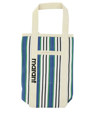 Shop Isabel Marant Logo Embroidered Striped Tote Bag In Multi