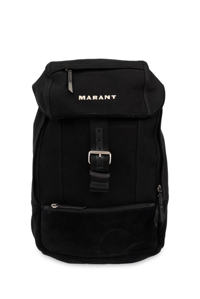 Shop Isabel Marant Logo Embroidered Troy Backpack In Black